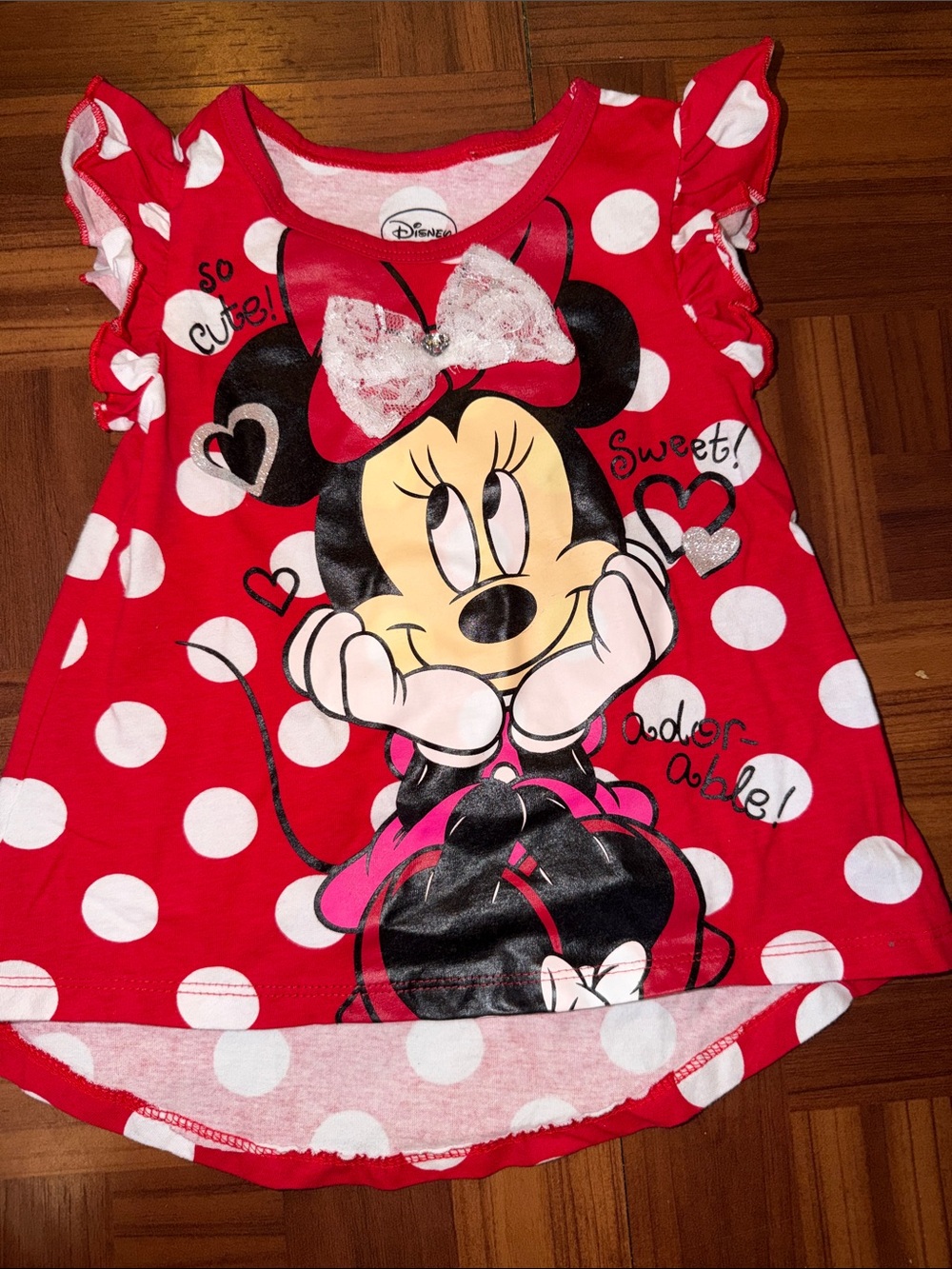 Disney Red and White Polka Dot Minnie Mouse Tee